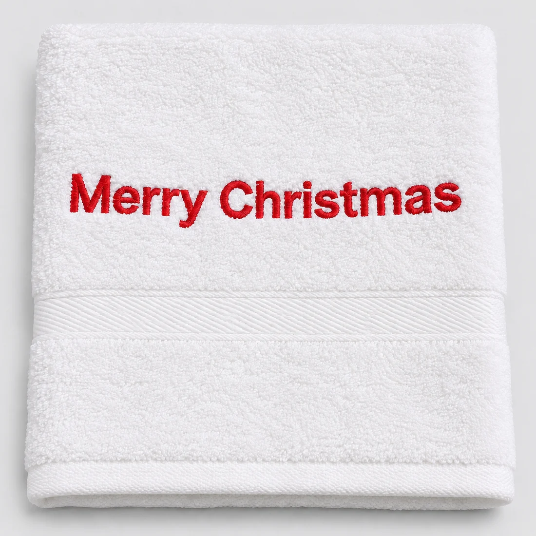 White kitchen towel with Christmas embroidery