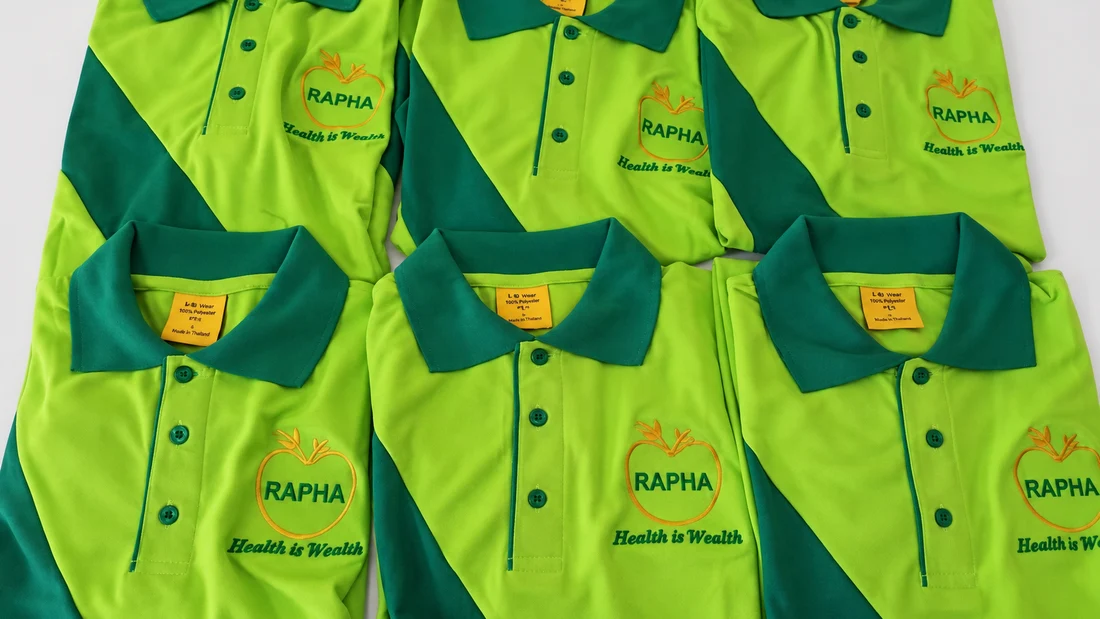 Green RAPHA polo shirts with embroidered chest logos